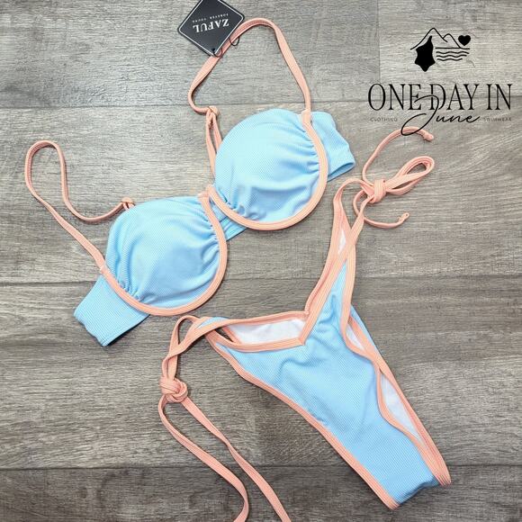 Zaful Underwire Tie Side Cheeky Bikini Swimsuit Size M - Picture 3 of 7